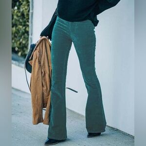 NWT Free People Pull-On Corduroy Flare Pant Emerald 31 30 32 Stretchy